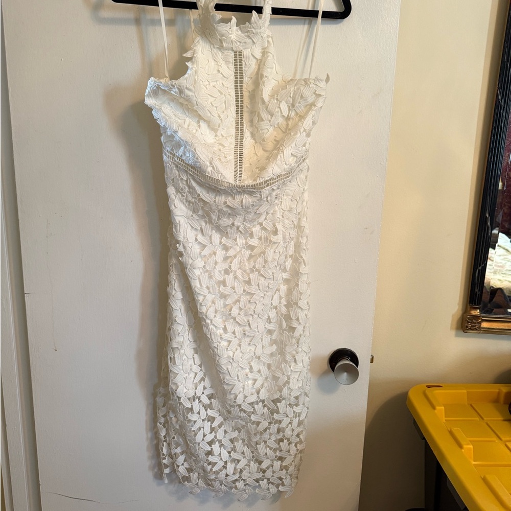Bardot Strapless White Floral Dress, ivory - Picture 3 of 5